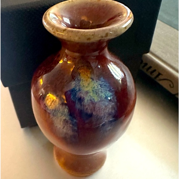 Artisan Signed Studio Pottery Bud Vase Glazed Luster Finish OOAK handmade Shino - Picture 2 of 10